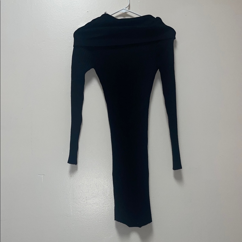 Black Ribbed Knit Dress - Picture 6 of 6